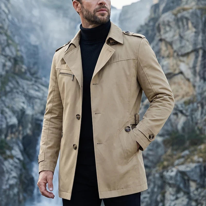 Belted Cotton Blend Trench Coat