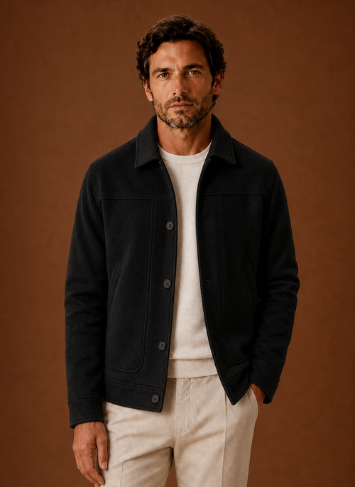 Button Front Shirt Jacket with Classic Collar