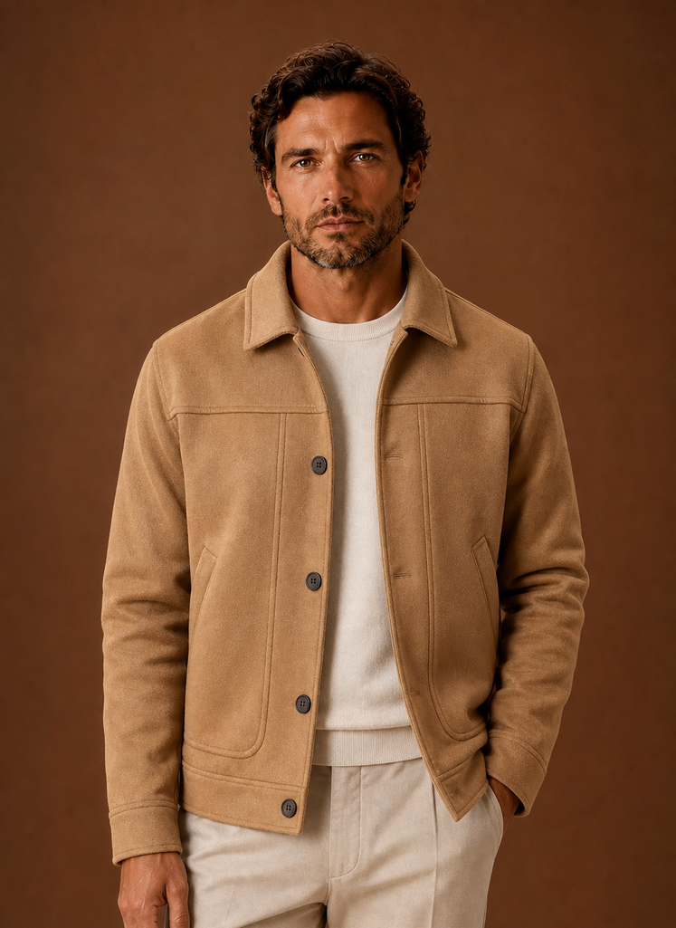 Button Front Shirt Jacket with Classic Collar