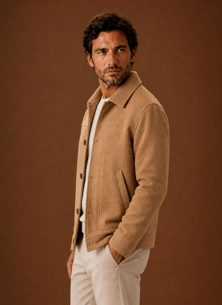 Button Front Shirt Jacket with Classic Collar