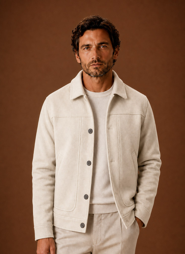 Button Front Shirt Jacket with Classic Collar