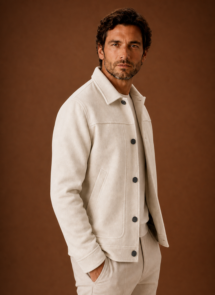Button Front Shirt Jacket with Classic Collar