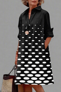Dotted Midi Dress with Long Sleeves
