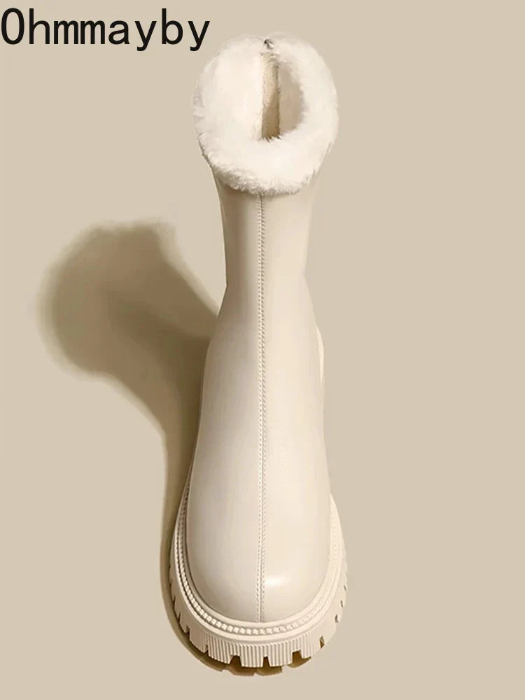 Faux Fur Lined Slip On Ankle Boots