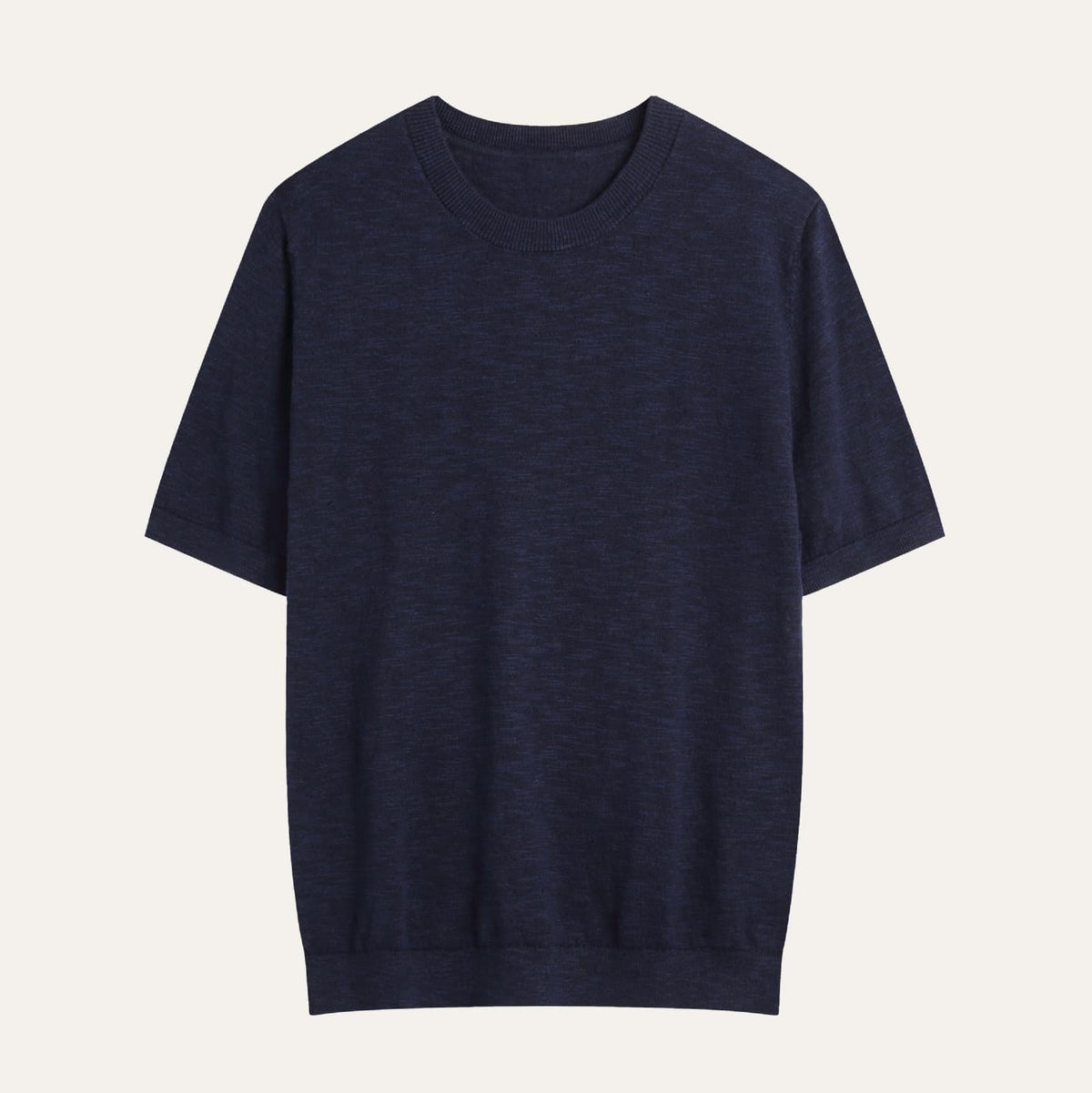 Fine Knit Linen Cotton Crew Neck Tee