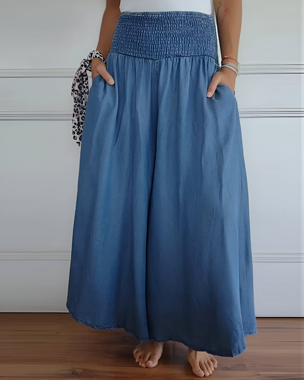 Flowing Wide Leg Pants with Elastic Waist