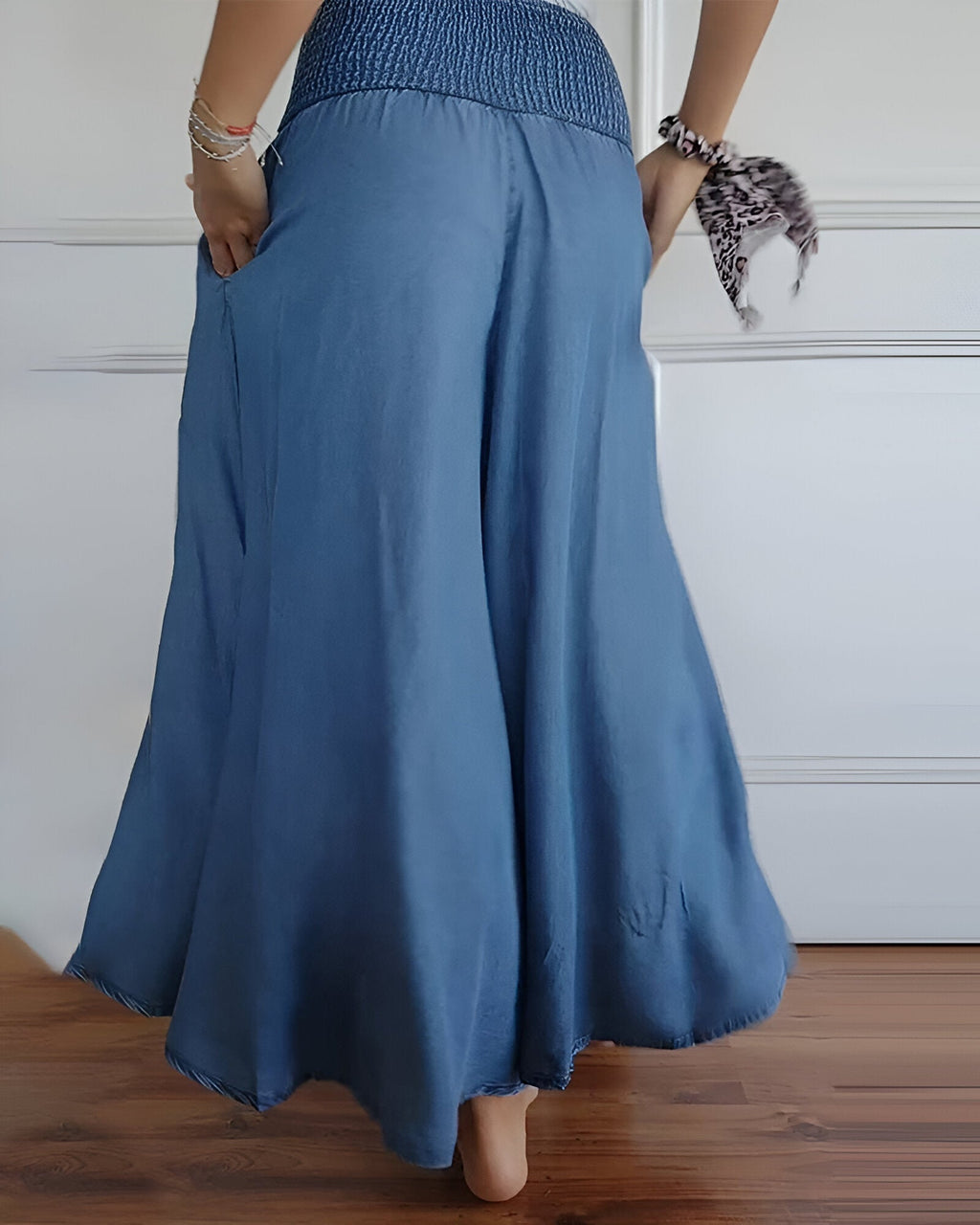 Flowing Wide Leg Pants with Elastic Waist