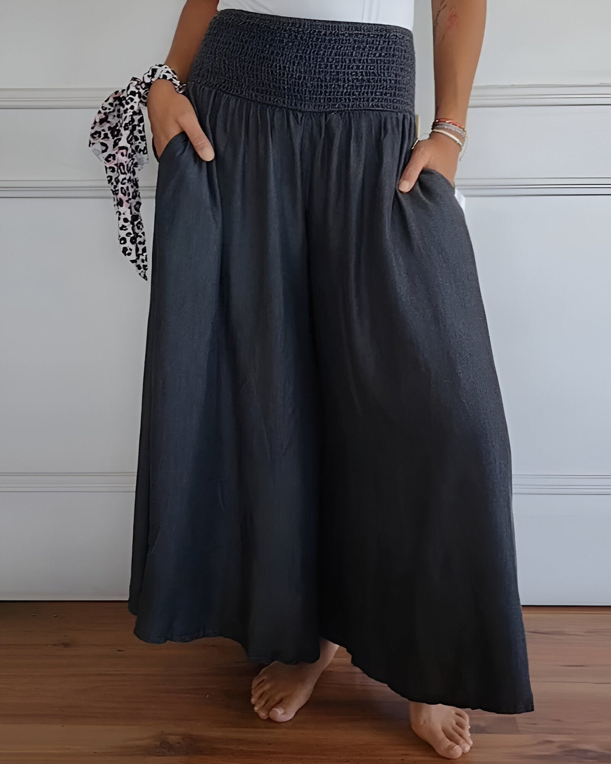 Flowing Wide Leg Pants with Elastic Waist