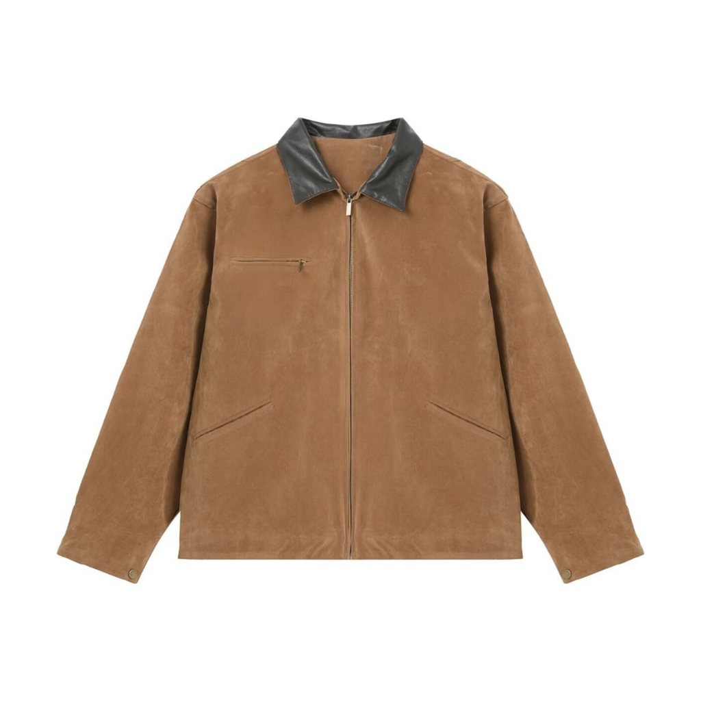 Moleskin Full Zip Jacket with Contrast Collar