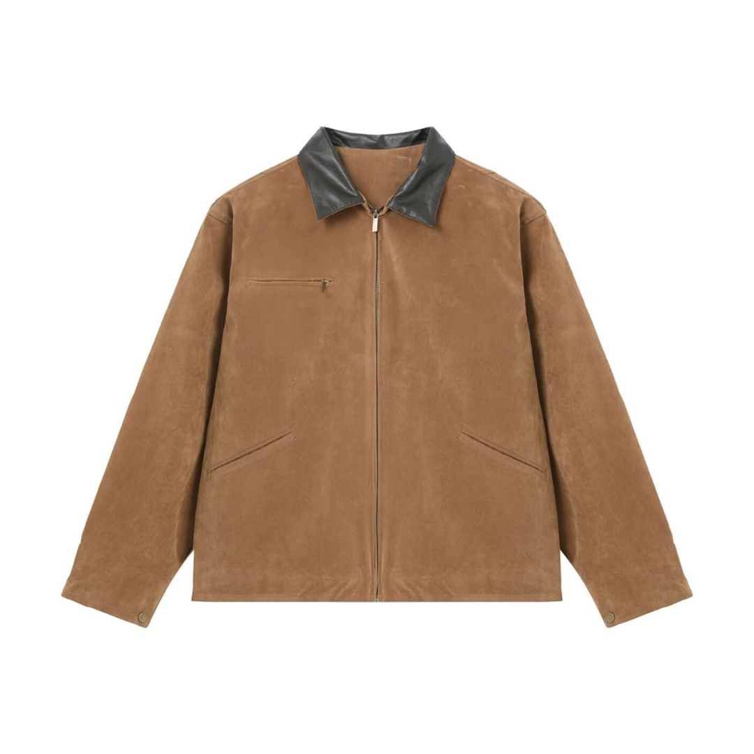 Moleskin Full Zip Jacket with Contrast Collar