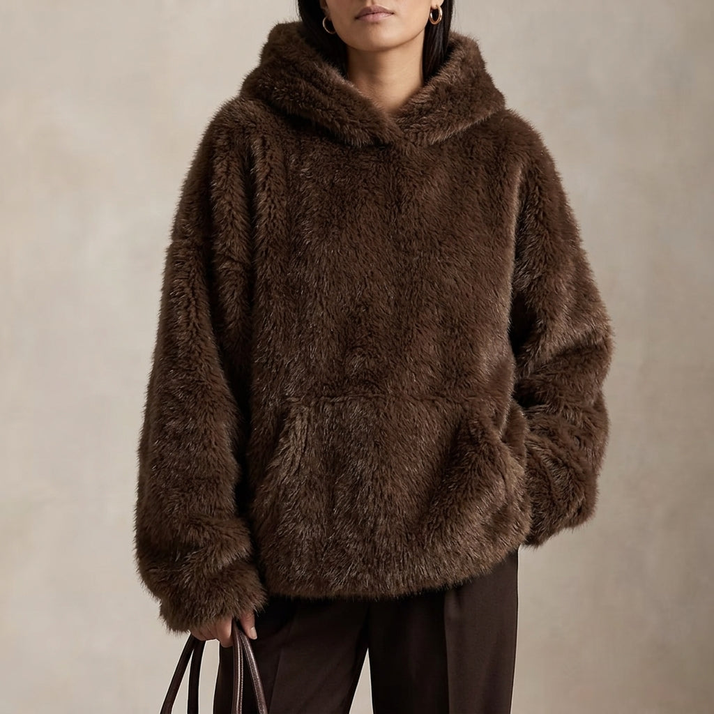 Oversized Faux Fur Hooded Pullover