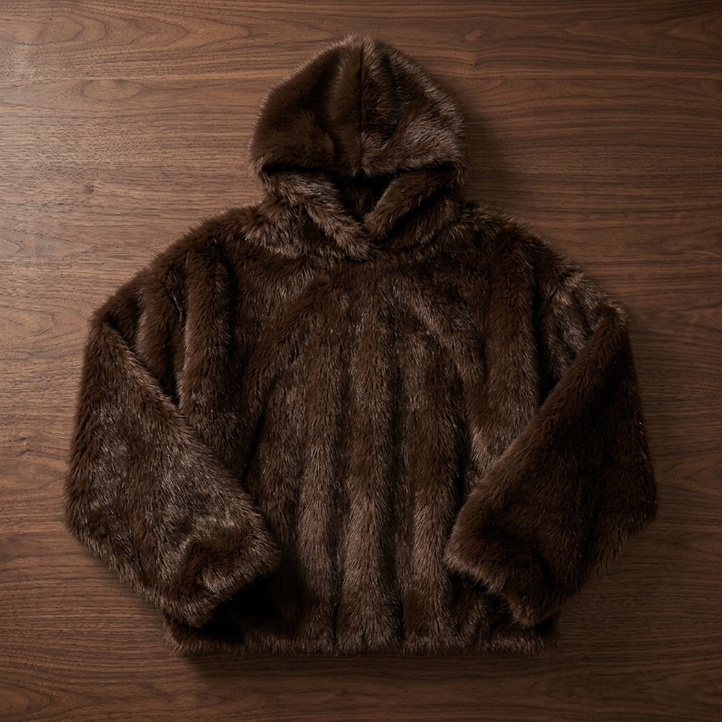 Oversized Faux Fur Hooded Pullover