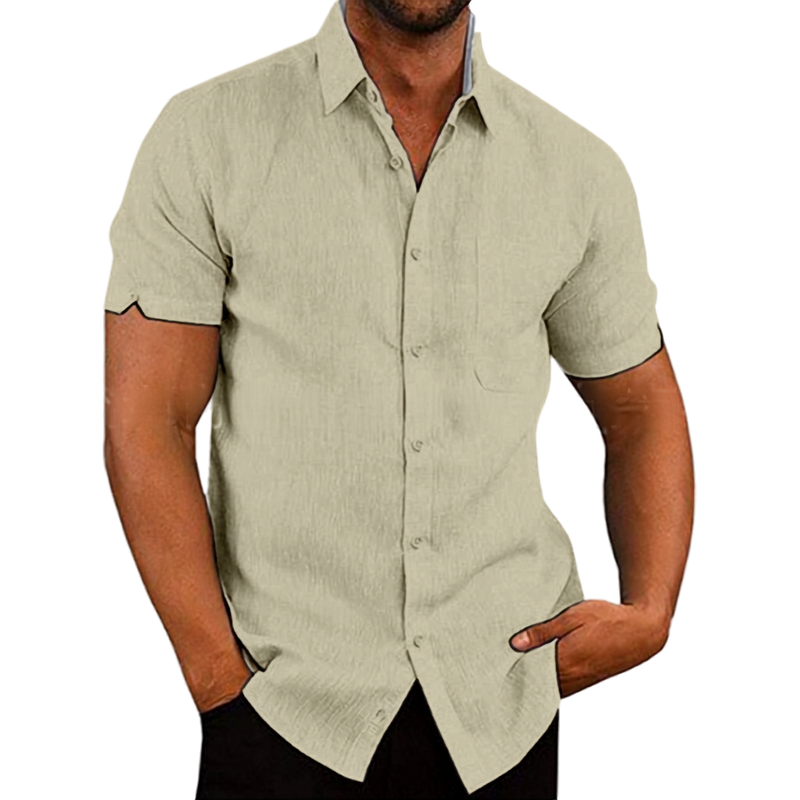 Regular Fit Linen Blend Short Sleeve Shirt