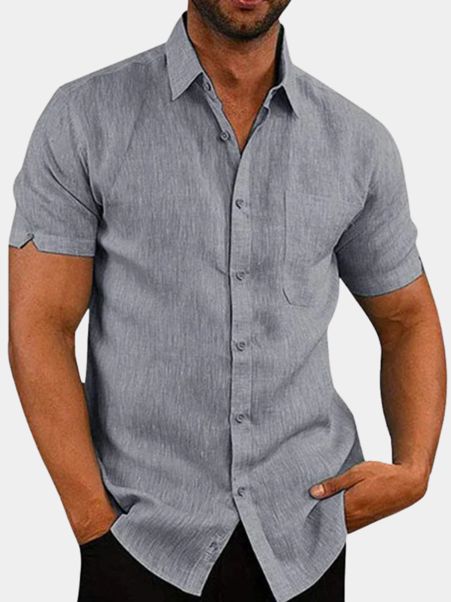 Regular Fit Linen Blend Short Sleeve Shirt