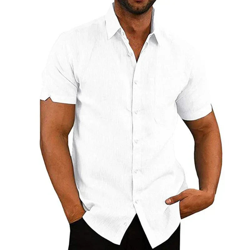 Regular Fit Linen Blend Short Sleeve Shirt