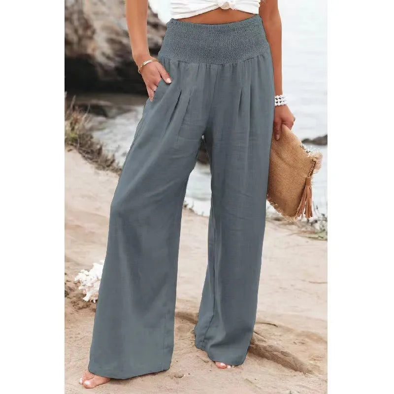 Relaxed Cotton Linen Wide Leg Pants