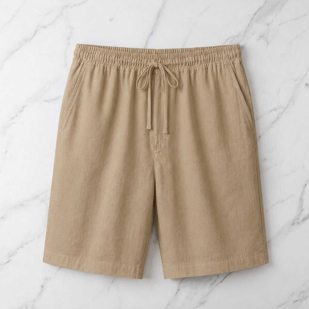Relaxed Fit Cotton Linen Drawstring Shorts