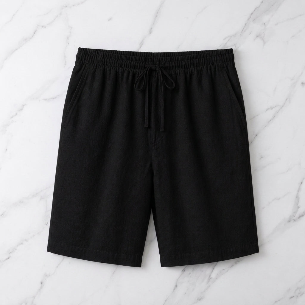 Relaxed Fit Cotton Linen Drawstring Shorts