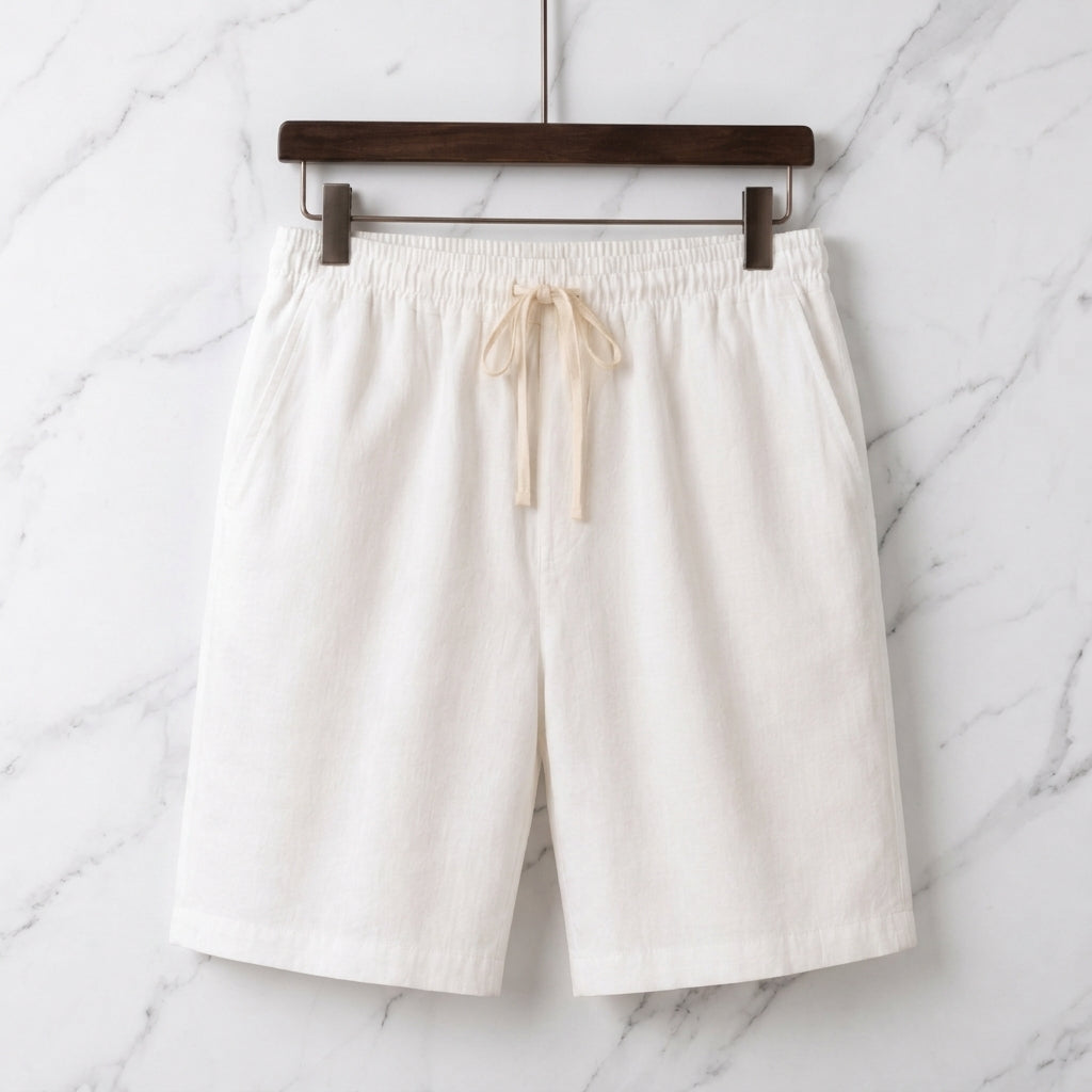 Relaxed Fit Cotton Linen Drawstring Shorts