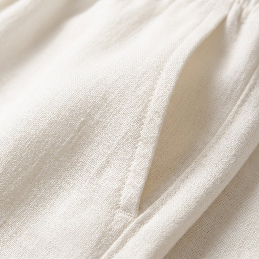 Relaxed Fit Cotton Linen Drawstring Shorts
