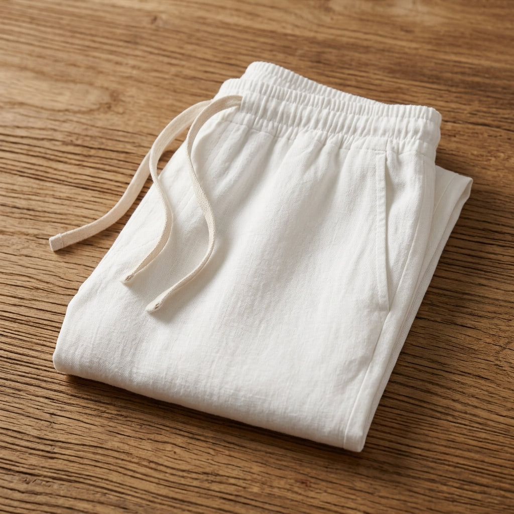 Relaxed Fit Cotton Linen Drawstring Shorts