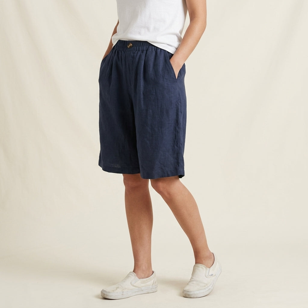 Relaxed Fit Wide Leg Bermuda Shorts