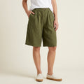 Relaxed Fit Wide Leg Bermuda Shorts