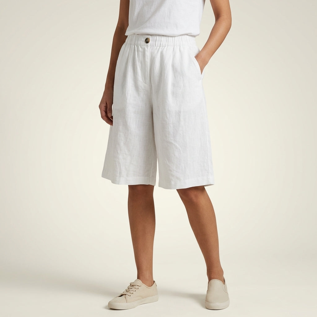 Relaxed Fit Wide Leg Bermuda Shorts