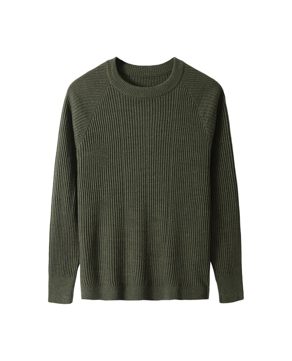 Ribbed Cotton Knit Crew Neck Sweater