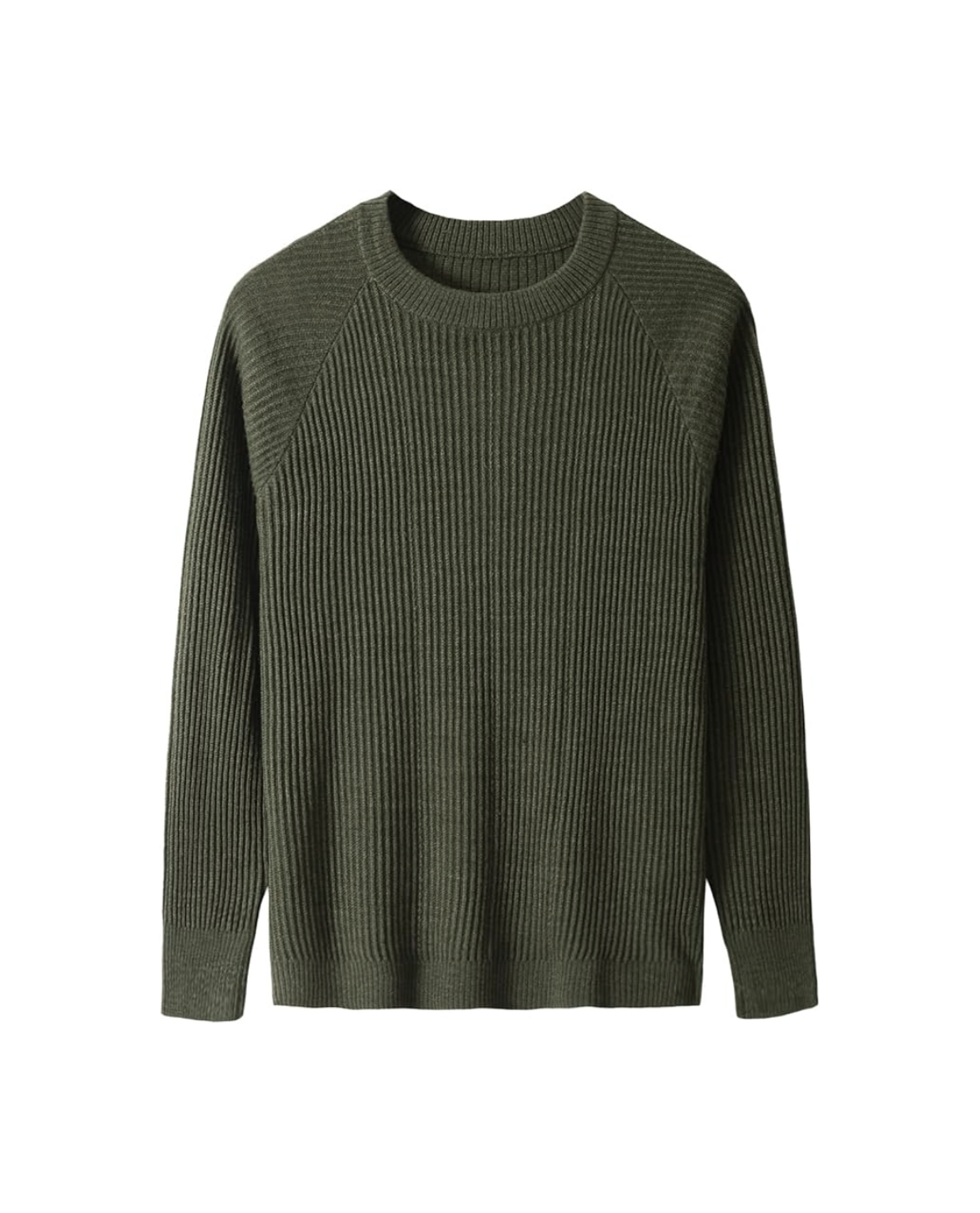 Ribbed Cotton Knit Crew Neck Sweater