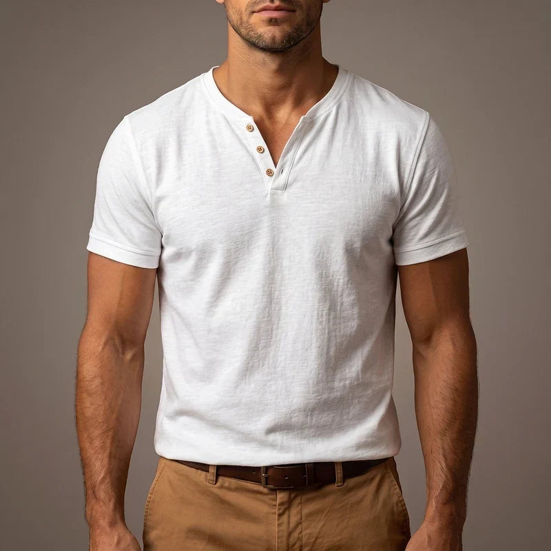 Slim Fit Short Sleeve V Neck Henley