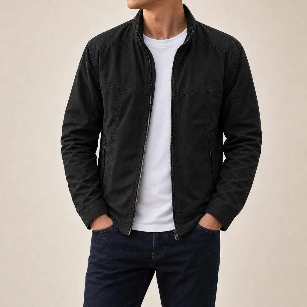 Structured Fit Cotton Blend Utility Jacket