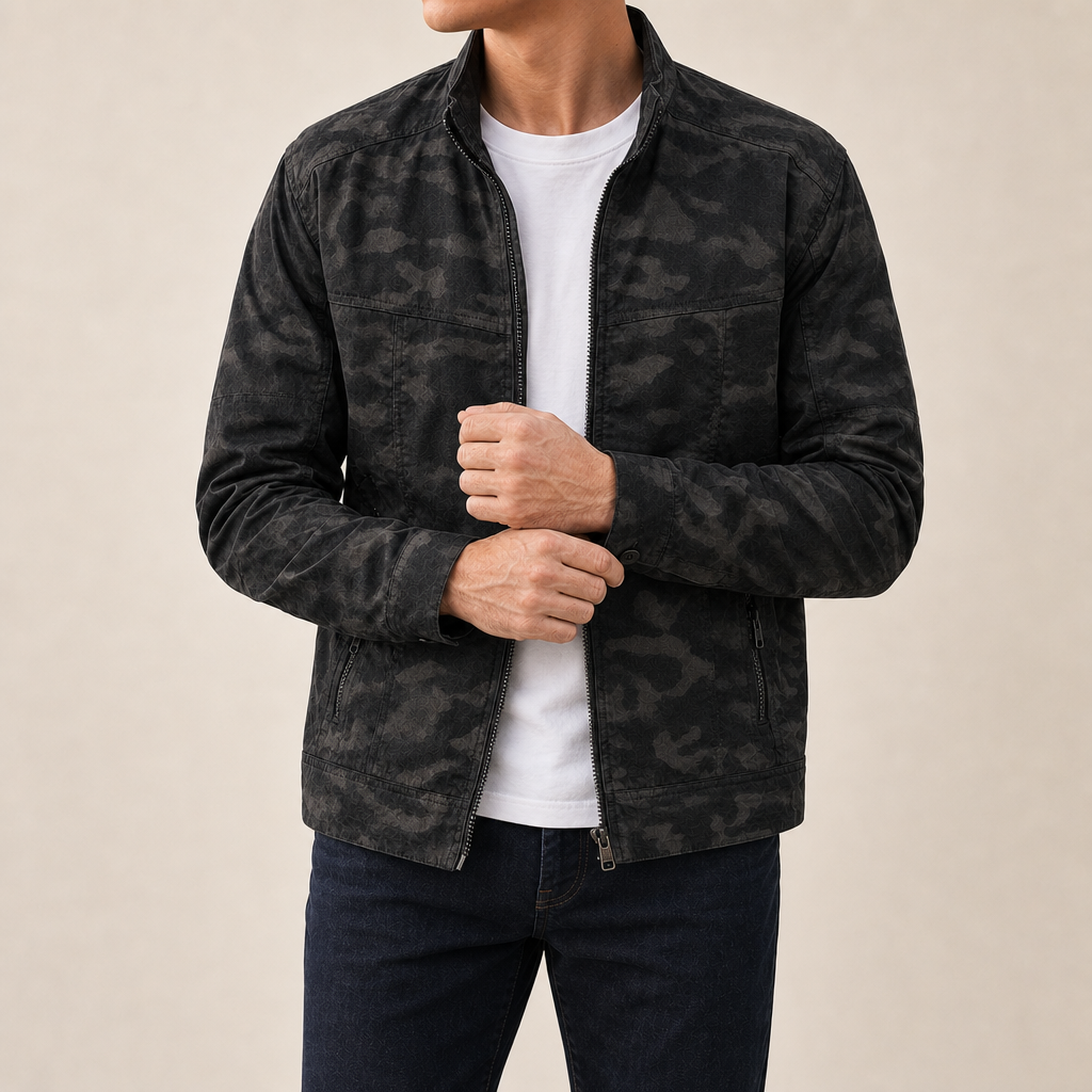 Structured Fit Cotton Blend Utility Jacket