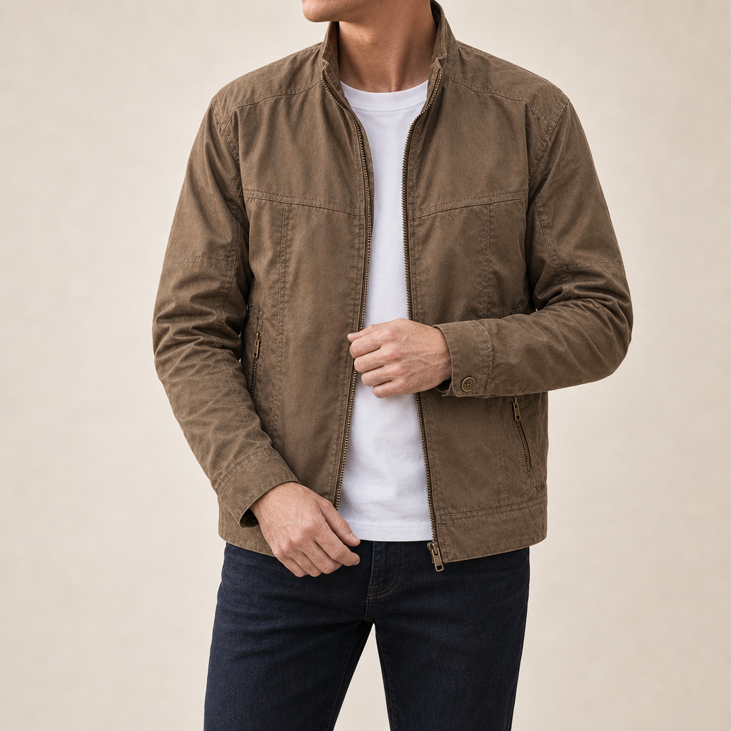 Structured Fit Cotton Blend Utility Jacket