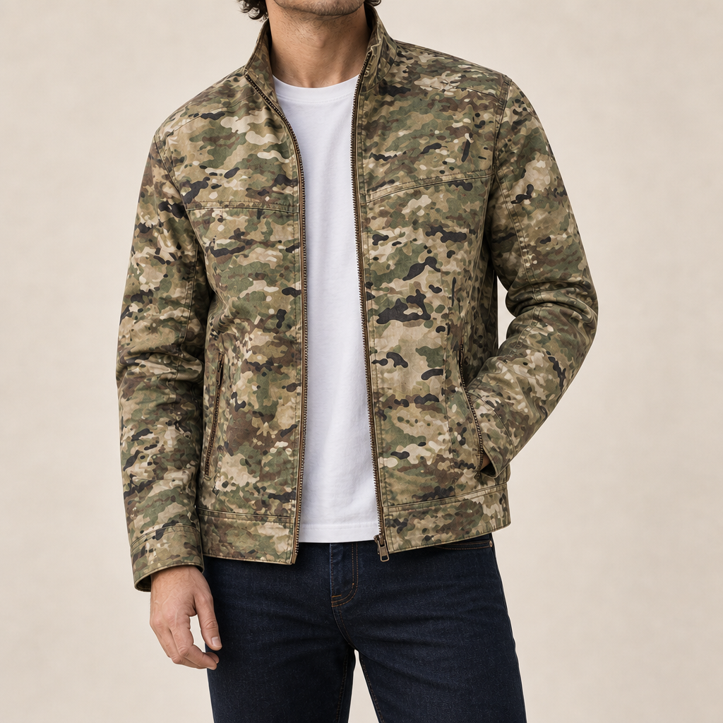 Structured Fit Cotton Blend Utility Jacket