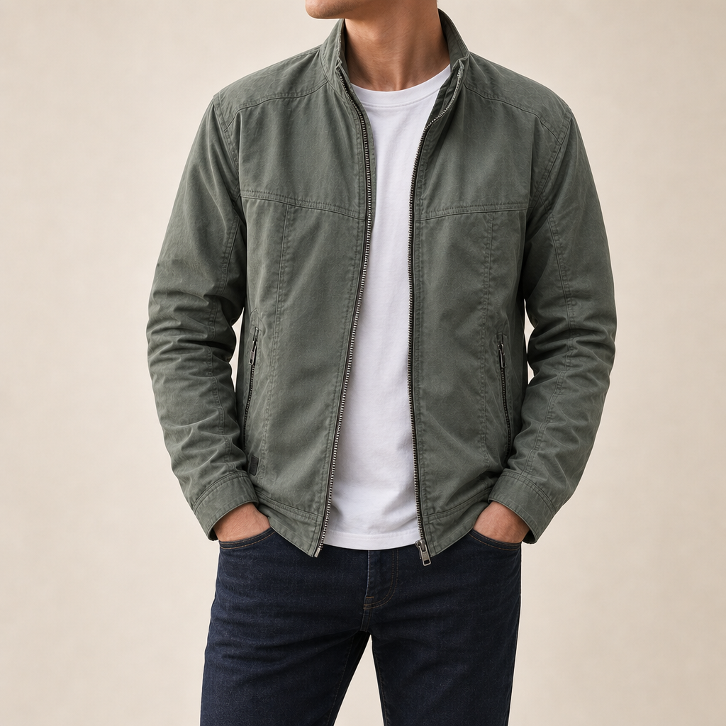 Structured Fit Cotton Blend Utility Jacket