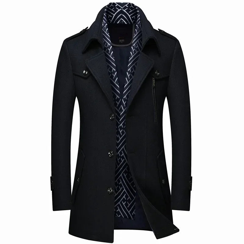 Tailored Wool Blend Long Coat