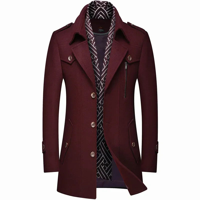 Tailored Wool Blend Long Coat