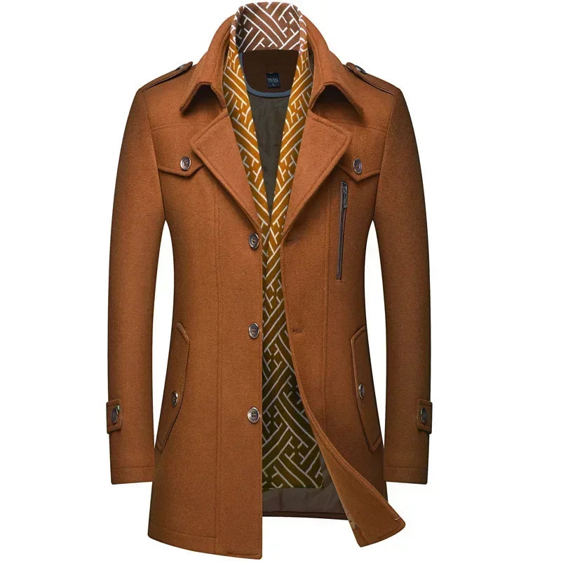 Tailored Wool Blend Long Coat