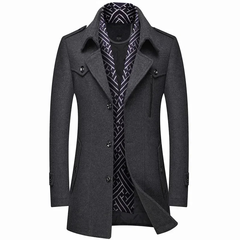 Tailored Wool Blend Long Coat
