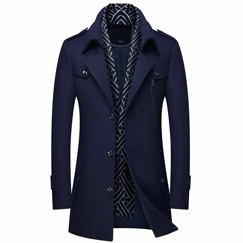 Tailored Wool Blend Long Coat