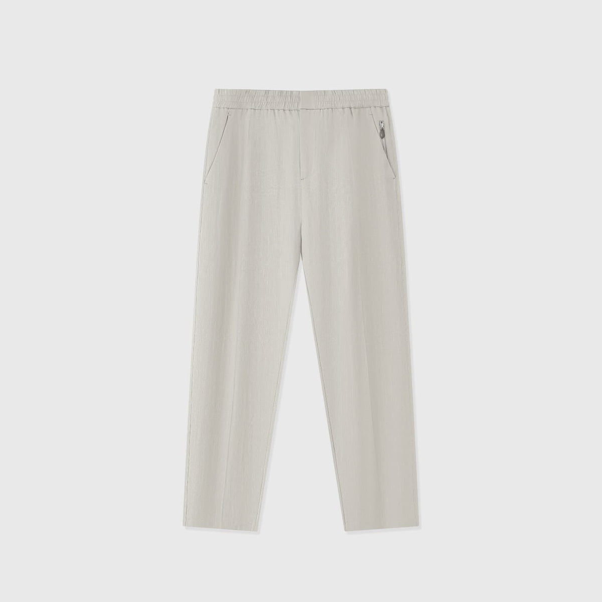 Tapered Linen Lyocell Blend Pants with Elastic Waist