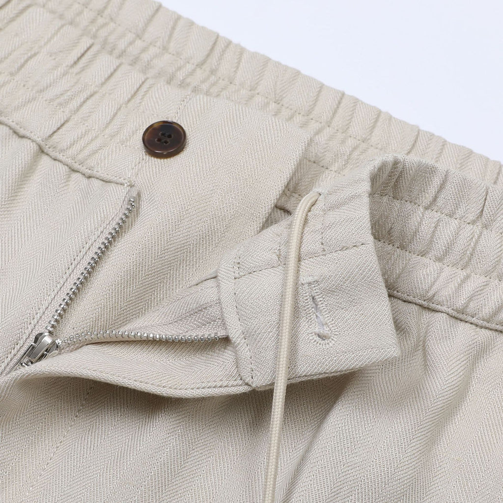 Tapered Linen Lyocell Blend Pants with Elastic Waist