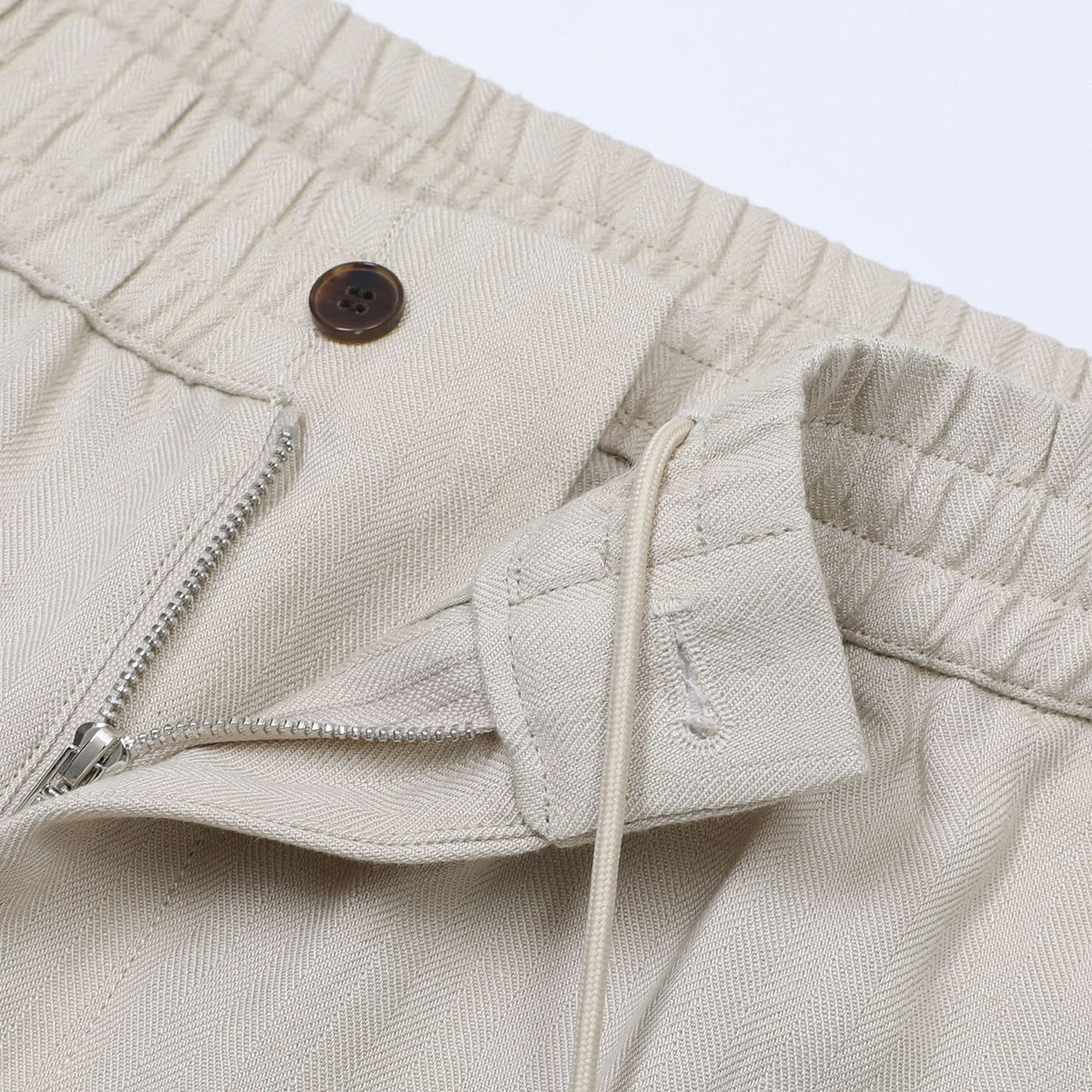 Tapered Linen Lyocell Blend Pants with Elastic Waist