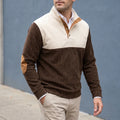 Two Tone Corduroy Knit Mock Neck Pullover